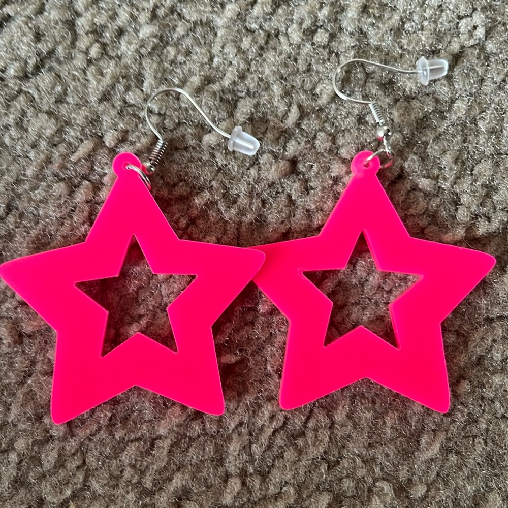 Retro Neon Pink Earrings